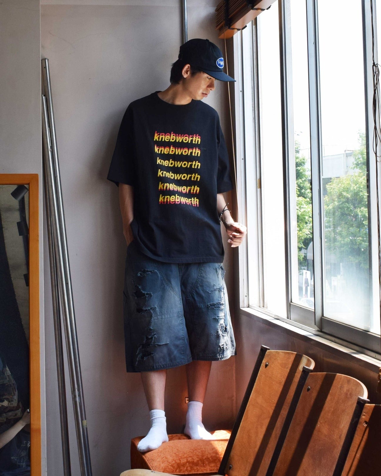 【ANACHRONORM - アナクロノーム】AN367 GRADATION PRINTED S/S T-S / BLACK (Tシャツ/ブラック)