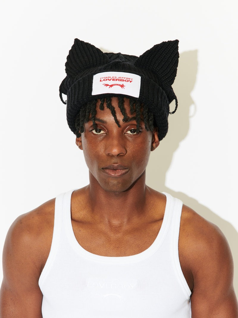 【Charles Jeffrey Loverboy - チャールズ ジェフリー ラバーボーイ】CHUNKY EARS BEANIE / BLACK (ビーニー/ブラック)