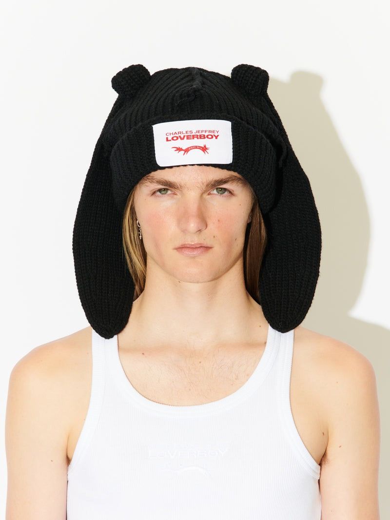 【Charles Jeffrey Loverboy - チャールズ ジェフリー ラバーボーイ】CHUNKY RABBIT BEANIE / BLACK (ビーニー/ブラック)