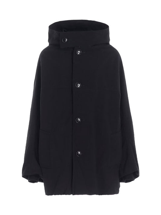 【Y's - ワイズ】NY/ VINTAGE OXFORD HOODIE COAT / BLACK (コート/ブラック)