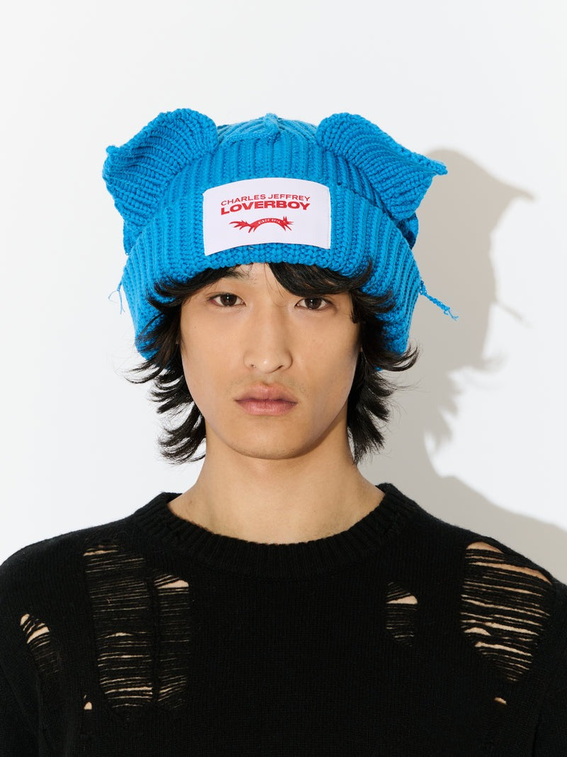 【Charles Jeffrey Loverboy - チャールズ ジェフリー ラバーボーイ】CHUNKY EARS BEANIE / BLUE (ビーニー/ブルー)