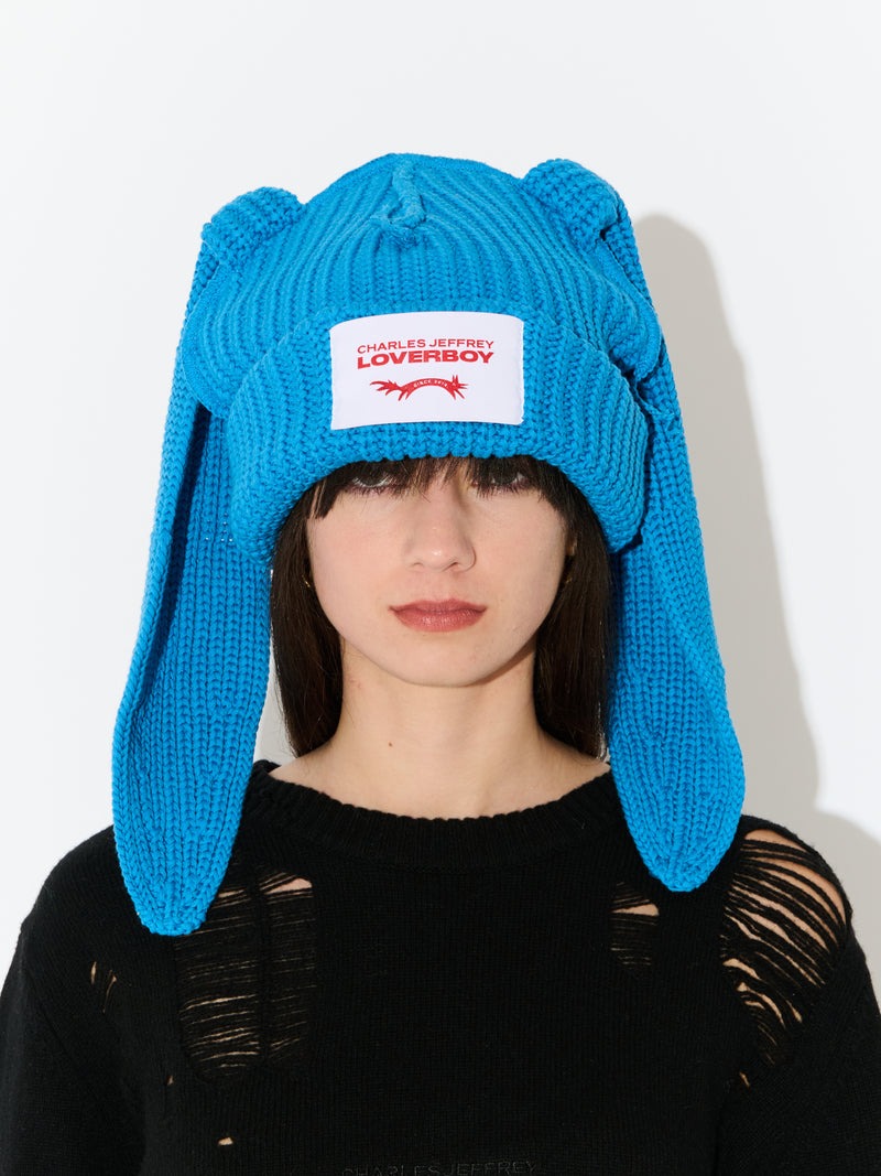 【Charles Jeffrey Loverboy - チャールズ ジェフリー ラバーボーイ】CHUNKY RABBIT BEANIE / BLUE (ビーニー/ブルー)