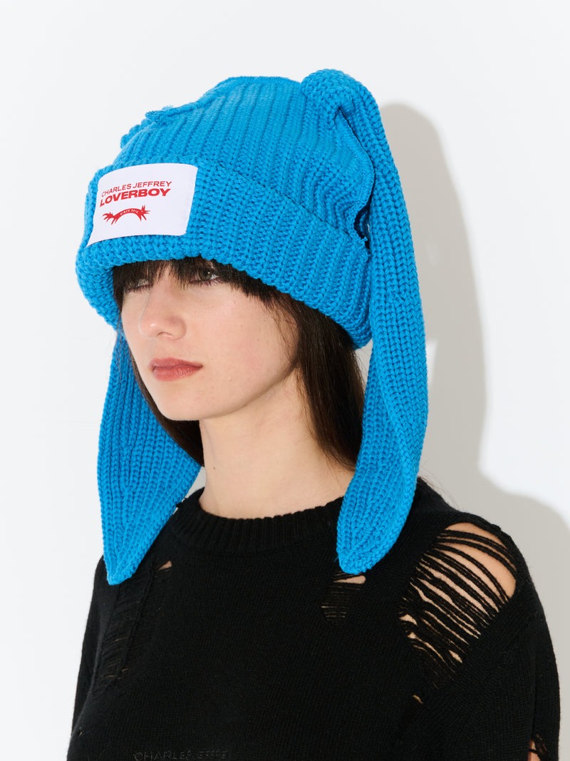 【Charles Jeffrey Loverboy - チャールズ ジェフリー ラバーボーイ】CHUNKY RABBIT BEANIE / BLUE (ビーニー/ブルー)