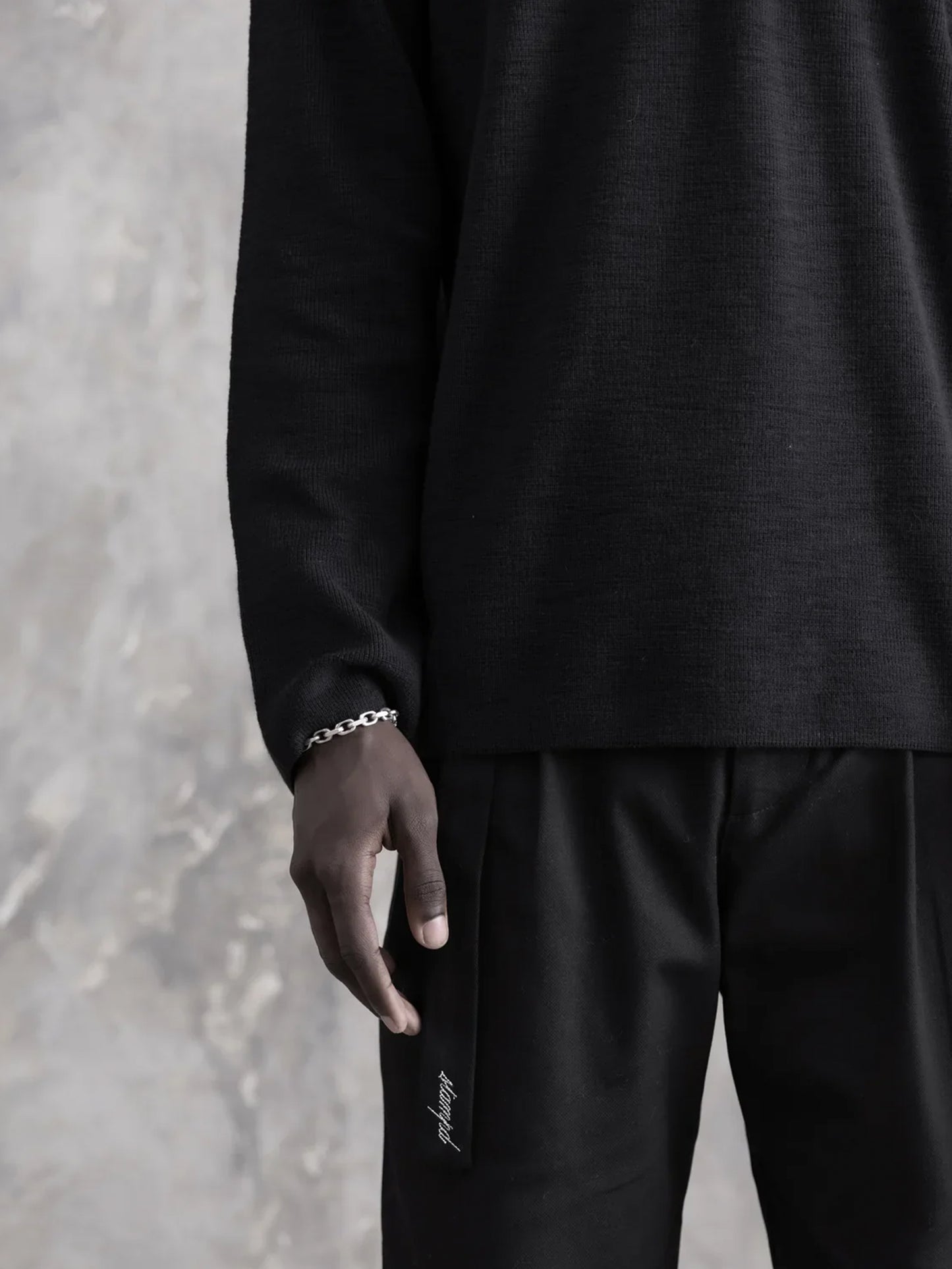 【STAMPD - スタンプド】RIBBED KNIT LS POLO / BLACK (ニット/ポロシャツ/ブラック)