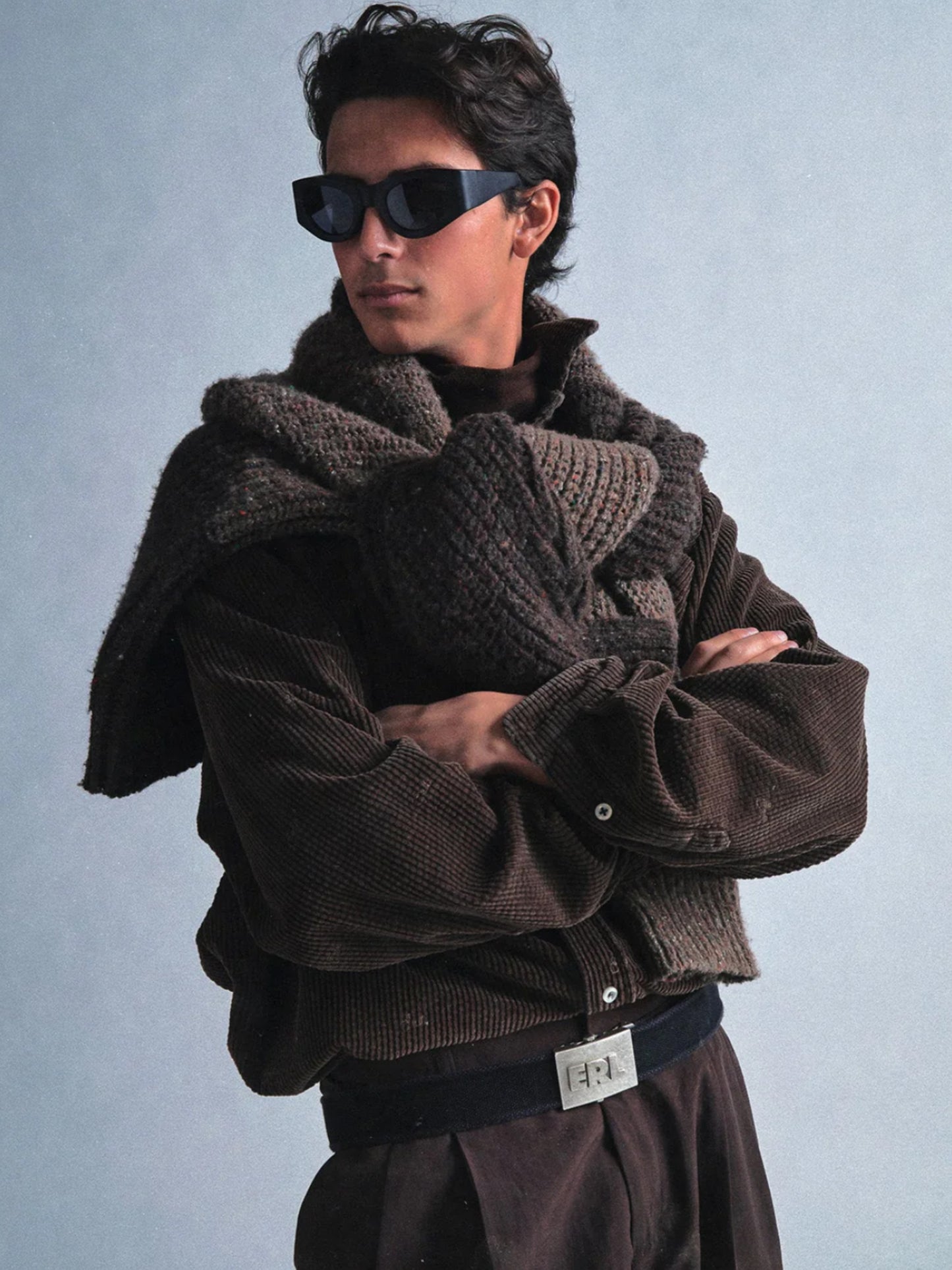 【ERL - イーアールエル】ERL EMBROIDERED CORDUROY OVERSHIRT / BROWN(シャツ/ブラウン)