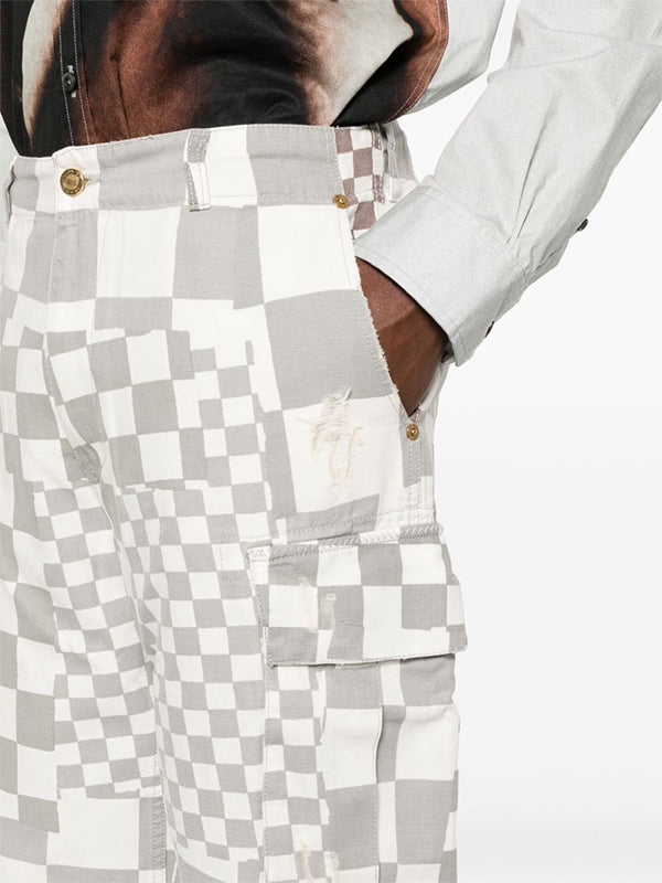 【ERL - イーアールエル】distressed checked straight trousers / MULTI (パンツ)