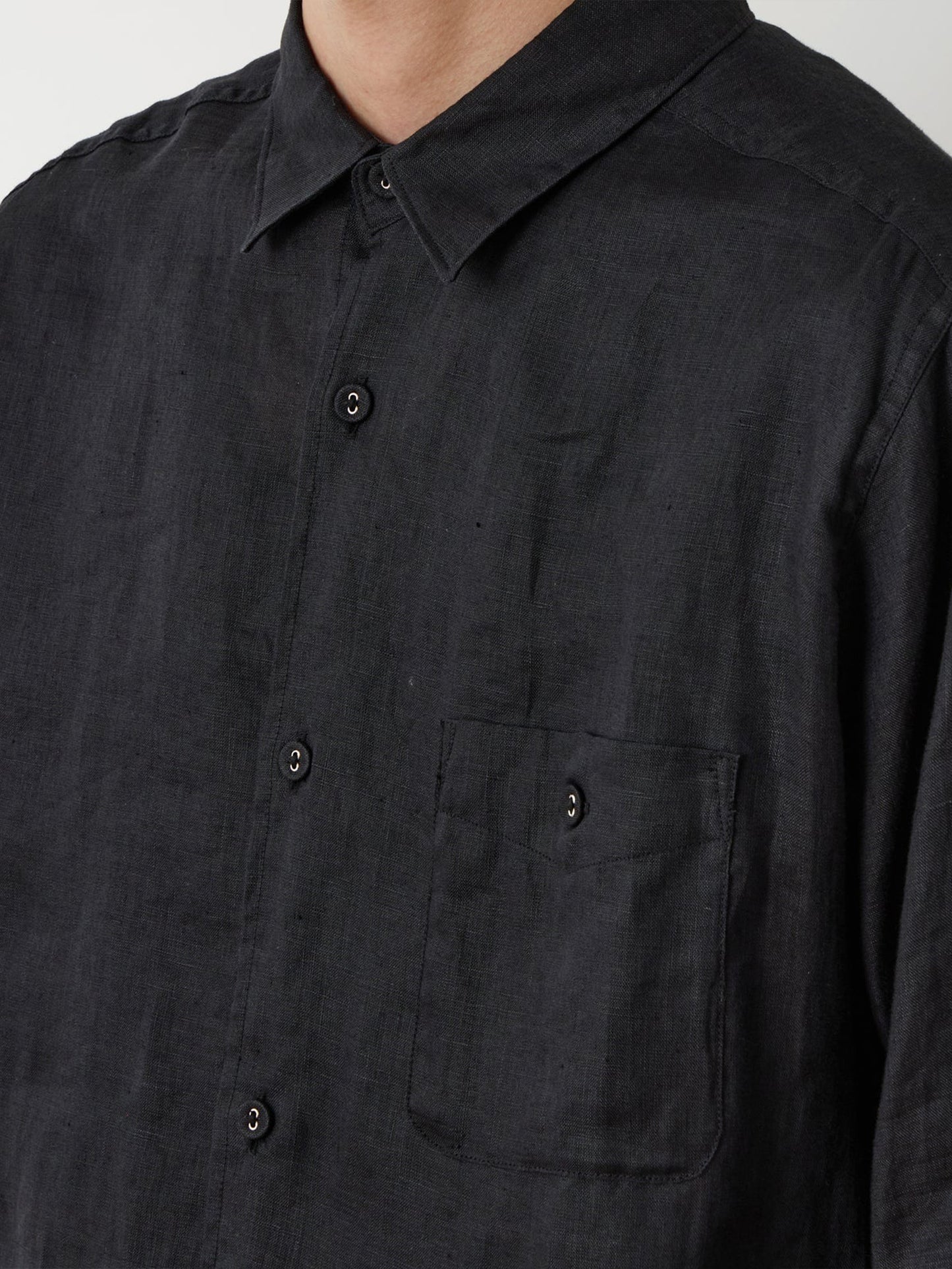【White Mountaineering - ホワイトマウンテニアリング】LINEN SHIRT / BLACK(シャツ/ブラック)