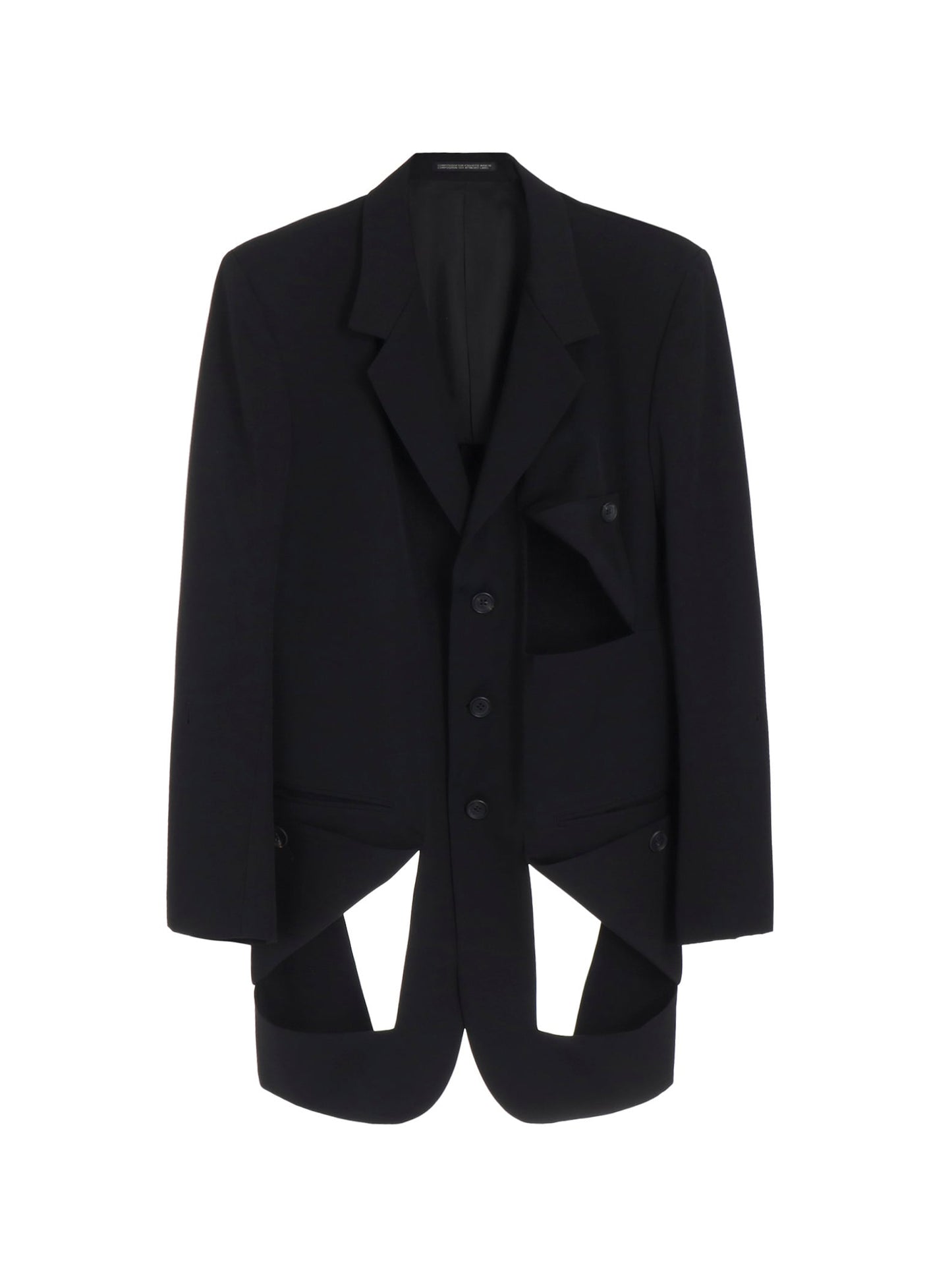【Yohji Yamamoto POUR HOMME - ヨウジヤマモト プールオム】WOOL GABARDINE DIAGONAL BUTTON JACKET(ジャケット)