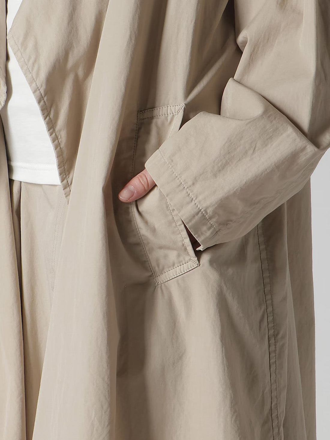 【Y's - ワイズ】COTTON BROAD GARMENT DYEING BIG COLLAR COAT / BEIGE (コート/ベージュ)