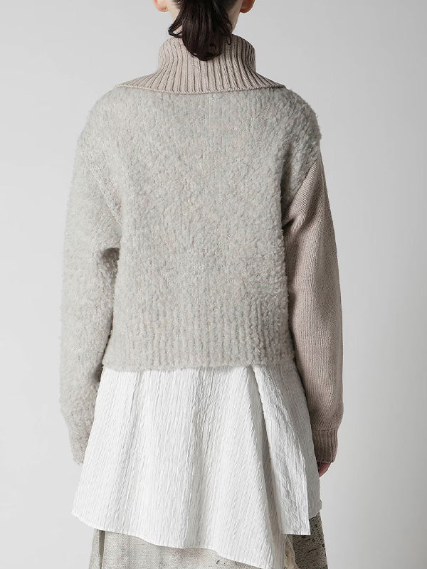 【Y's - ワイズ】TOGGLE BUTTON ASYMMETRIC CARDIGAN / BEIGE (ニット/ベージュ)