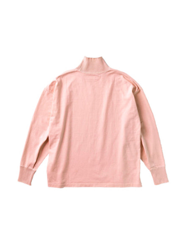【Perfect ribs® - パーフェクトリブス】High Neck Side Slit Long Sleeve T Shirts / Pink(Tシャツ/ピンク)