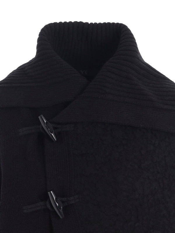 【Y's - ワイズ】TOGGLE BUTTON ASYMMETRIC CARDIGAN / BLACK (ニット/ブラック)