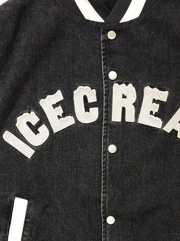 【ICE CREAM - アイスクリーム】WASHED DENIM BLOUSON(スタジャン/ブラック)