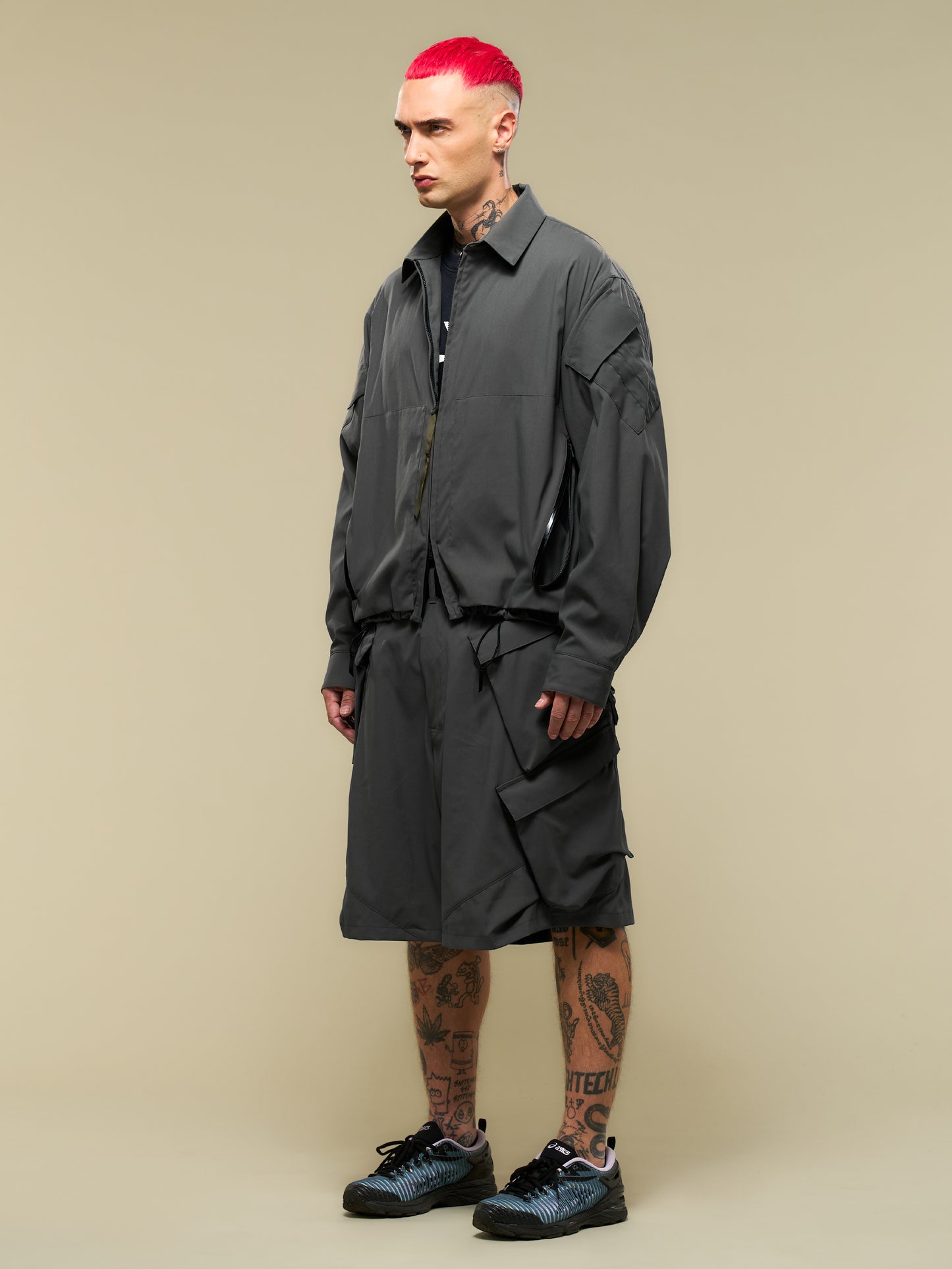 【ACRONYM - アクロニウム】LA12-M / NYLON STRETCH SHIRT(ジャケット/グレー)