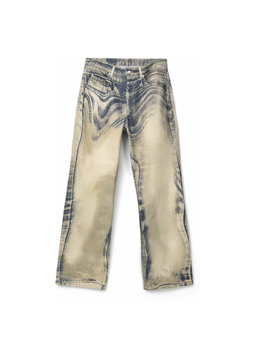【CAMPER LAB  - カンペールラボ】DISTORTED PRINT DENIM JEANS / SAND-BLACK (デニム/サンド&ブラック)