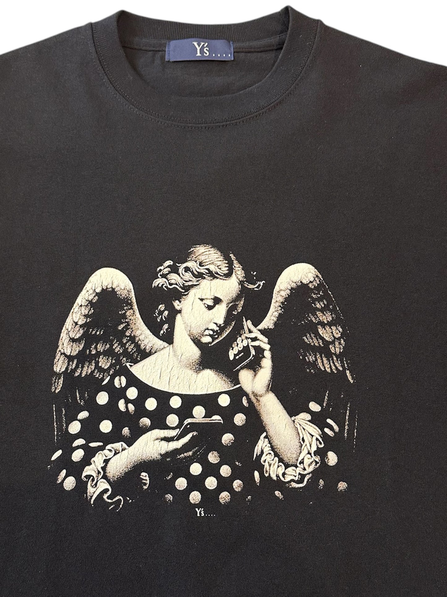 【Y's.... - ワイズビー】ANGEL PRINT T SHIRT C/ WHITE(Tシャツ/ブラック)