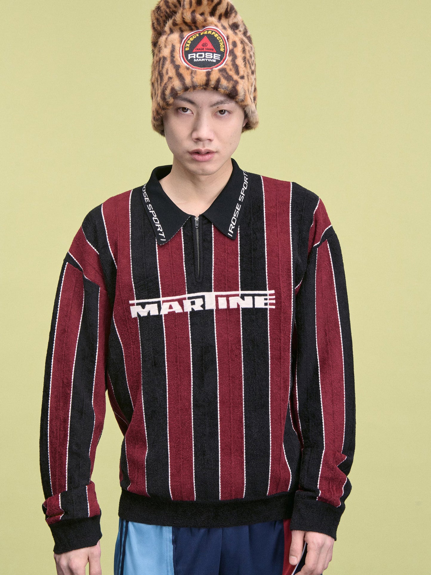 【Martine Rose - マーティンローズ】SPORTY LOGO POLO / BLACK & BURGUNDY (ポロシャツ/ブラック&バーガンディ)