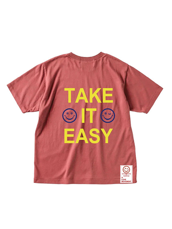 【Perfect ribs®×ALM】"SMILE & TAKE IT EASY" Short Sleeve T Shirts / Vintage Red(Tシャツ)
