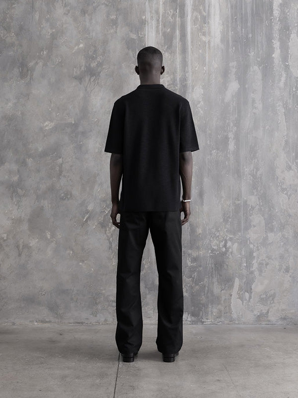 【STAMPD - スタンプド】RIBBED KNIT SS POLO / BLACK (ニット/ポロシャツ/ブラック)