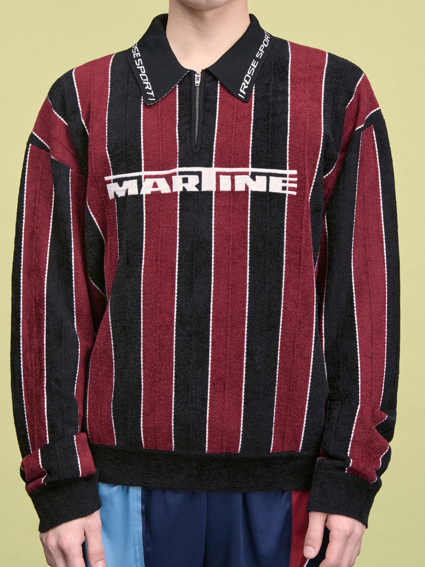 【Martine Rose - マーティンローズ】SPORTY LOGO POLO / BLACK & BURGUNDY (ポロシャツ/ブラック&バーガンディ)