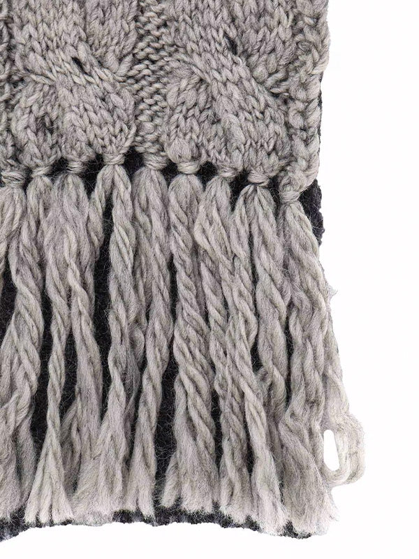 【Y's - ワイズ】PATCHED KNITTED SCARF/GRAY(マフラー/グレー)