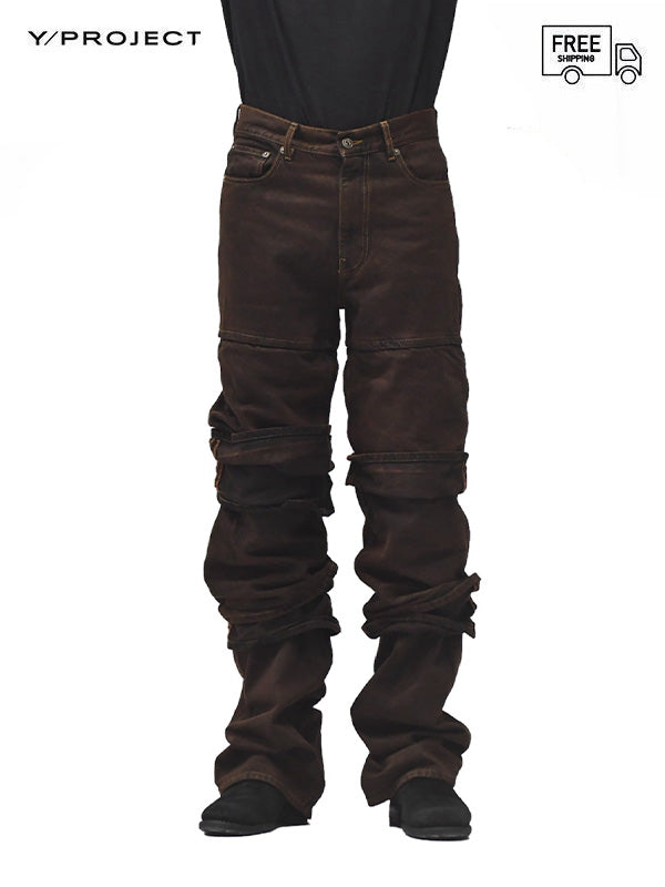 40%OFF【Y/PROJECT - ワイプロジェクト】MULTI CUFF JEANS / BROWN(デニムパンツ/ブラウン) –  union-onlinestore