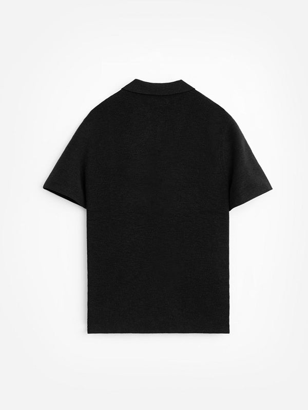 【STAMPD - スタンプド】RIBBED KNIT SS POLO / BLACK (ニット/ポロシャツ/ブラック)