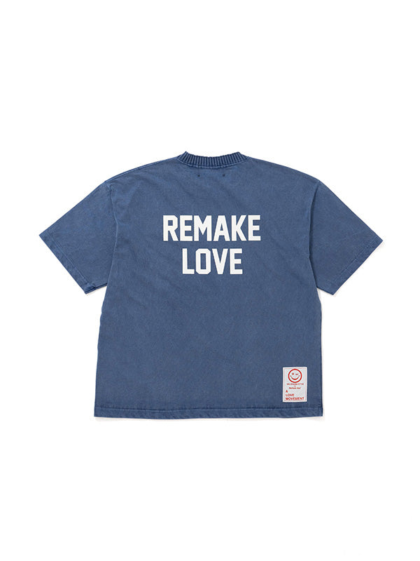 【Perfect ribs®×ALM】LOVE RECYCLE Short Sleeve T Shirts / Fade Navy(Tシャツ/フェードネイビー)