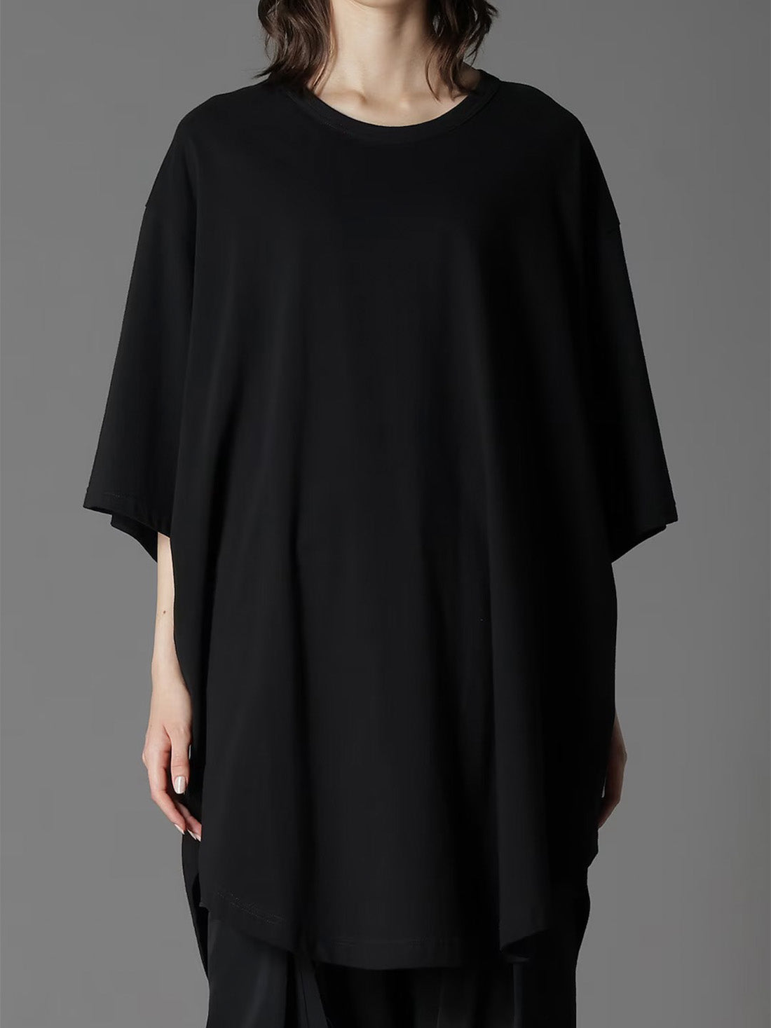 【Ground Y - グラウンドワイ】COTTON JERSEY HEM ROUND JUMBO T-SHIRT SHORT SLEEVES /BLACK(Tシャツ/ブラック)