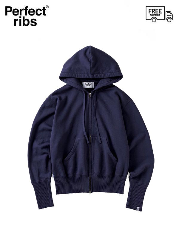 【Perfect ribs® - パーフェクトリブス】Basic Zip Hoodie / NAVY PURPLE(パーカー/ネイビー/パープル)