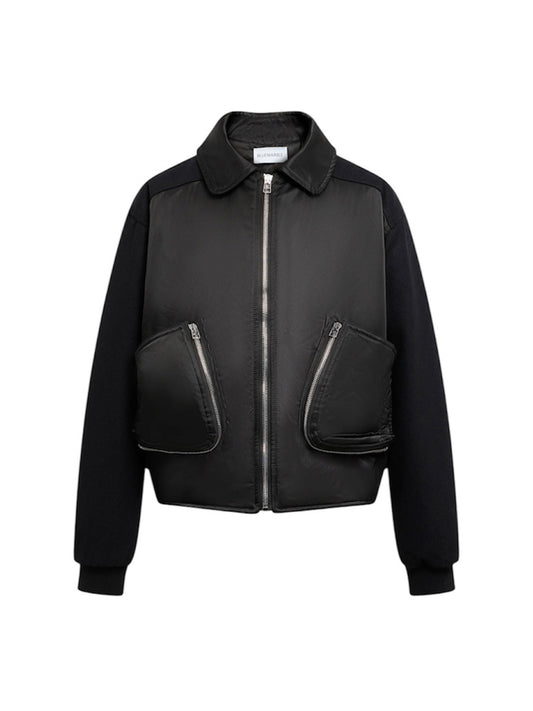 【BLUE MARBLE - ブルーマーブル 】Wool and Nylon Bomber Jacket / BLACK(ジャケット/ブラック)