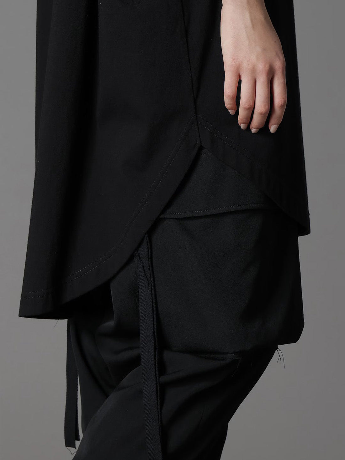 【Ground Y - グラウンドワイ】COTTON JERSEY HEM ROUND JUMBO T-SHIRT SHORT SLEEVES /BLACK(Tシャツ/ブラック)