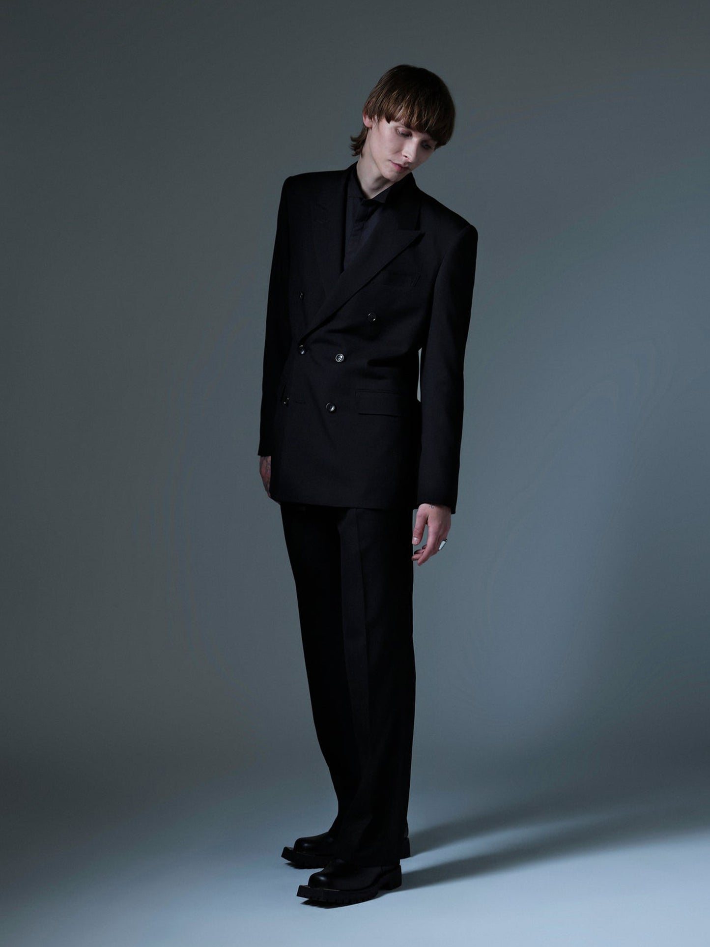 【JOHN LAWRENCE SULLIVAN - ジョンローレンスサリバン】Wool Straight Trousers(スラックス/ブラック)