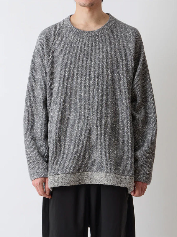 【White Mountaineering - ホワイトマウンテニアリング】MELANGE WIDE RAGLAN PULLOVER / GRAY (ニット/グレー)