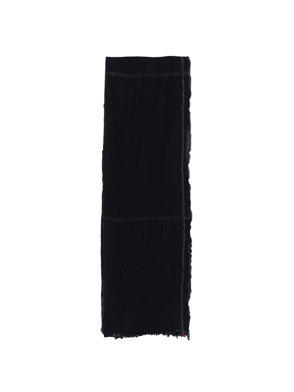 【Y's - ワイズ】W PLAID FRILL SCARF / BLACK (スカーフ/ブラック)