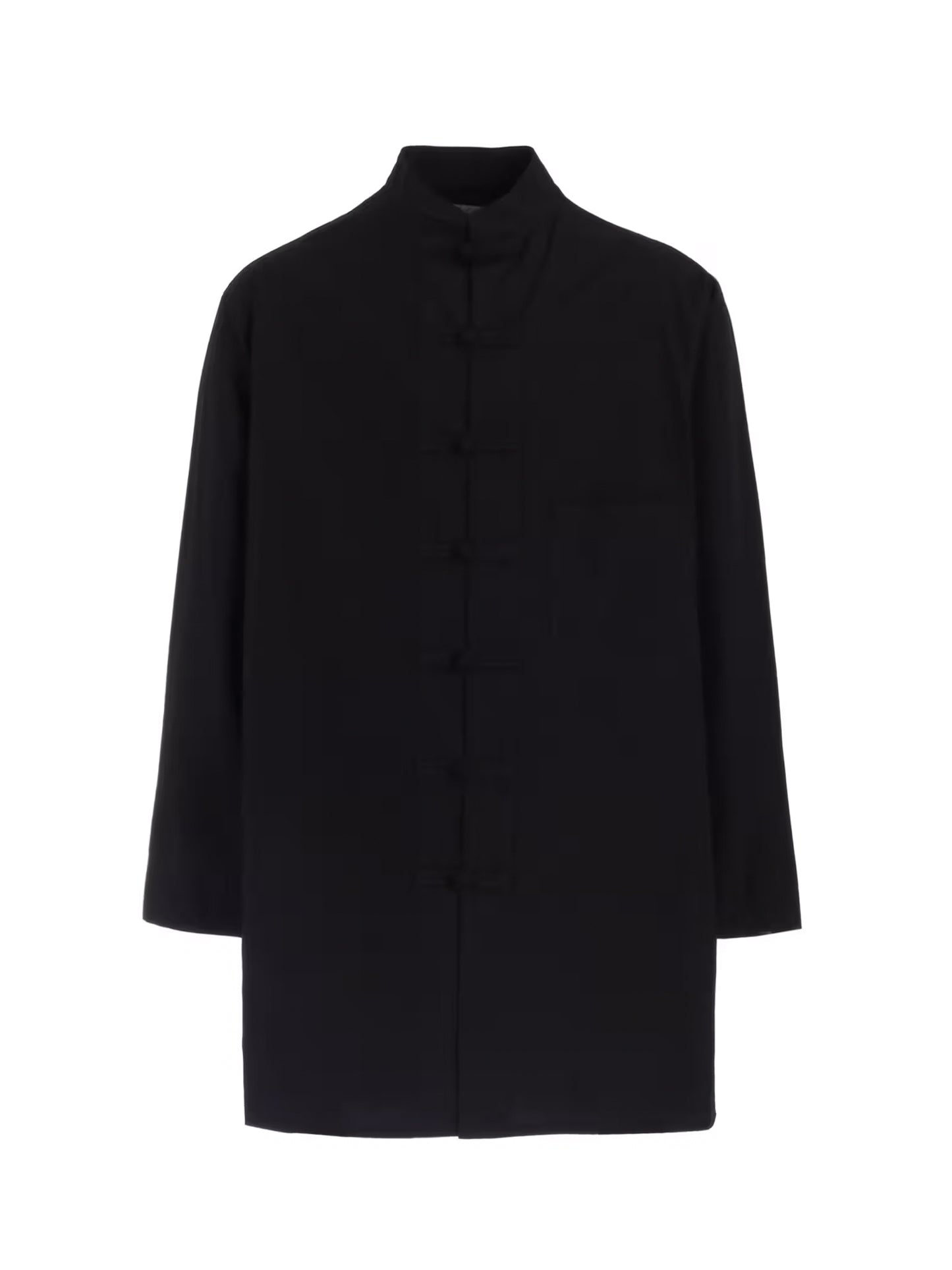 【Yohji Yamamoto POUR HOMME - ヨウジヤマモト プールオム】CHAIN STITCH BROAD MANDARIN COLLAR BLOUSE(シャツ/ブラック)