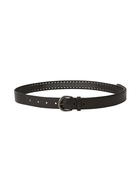 【White Mountaineering - ホワイトマウンテニアリング】PUNCHING LEATHER BELT / BLACK (ベルト/ブラック)