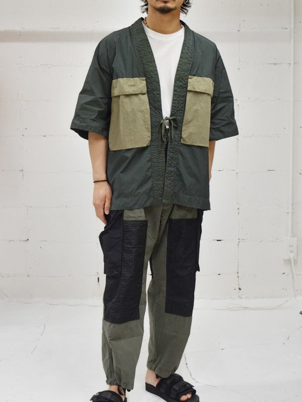 【NEMEN - ネーメン】Woven S/S Cargo Kimono MF(シャツ/カーキ)