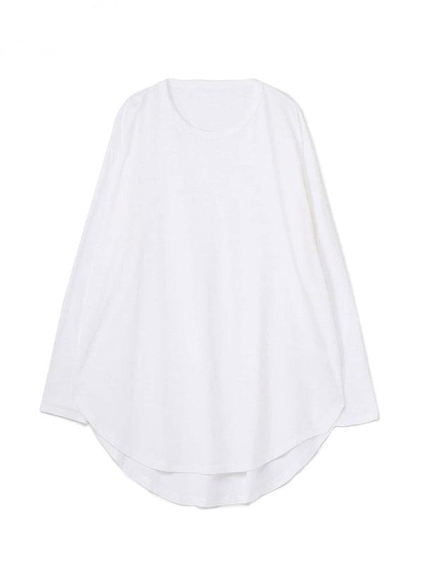 【Ground Y - グラウンドワイ】30/- COTTON JERSEY JUMBO ROUNDED HEM LONG SLEEVE T-SHIRT(Tシャツ/ホワイト)