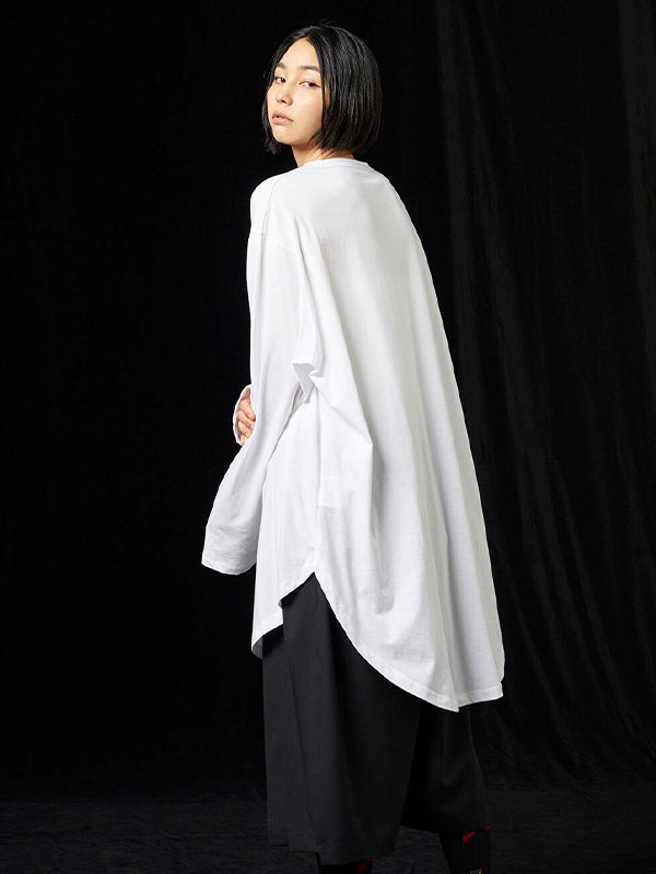 【Ground Y - グラウンドワイ】30/- COTTON JERSEY JUMBO ROUNDED HEM LONG SLEEVE T-SHIRT(Tシャツ/ホワイト)