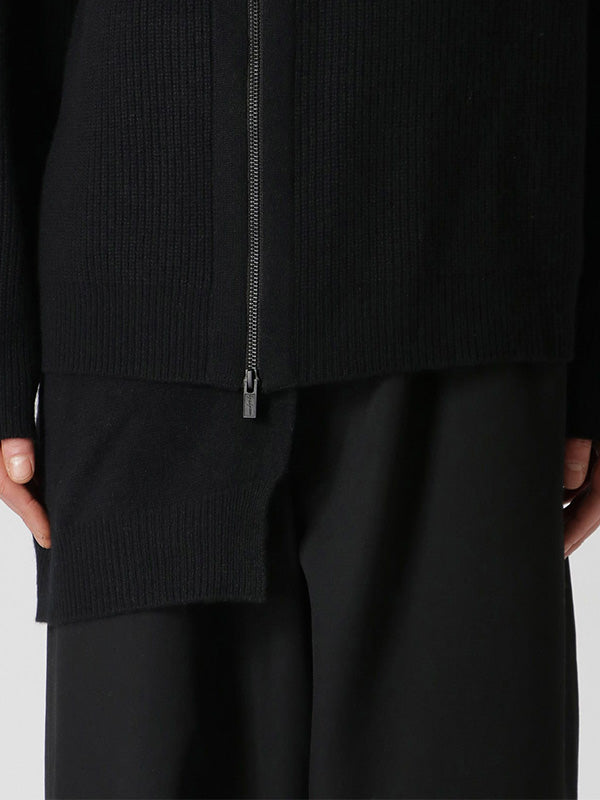 【Yohji Yamamoto POUR HOMME - ヨウジヤマモト プールオム】ZIPPER OPEN PLUCK CLOTH TURTLE NECK KNIT(セーター)