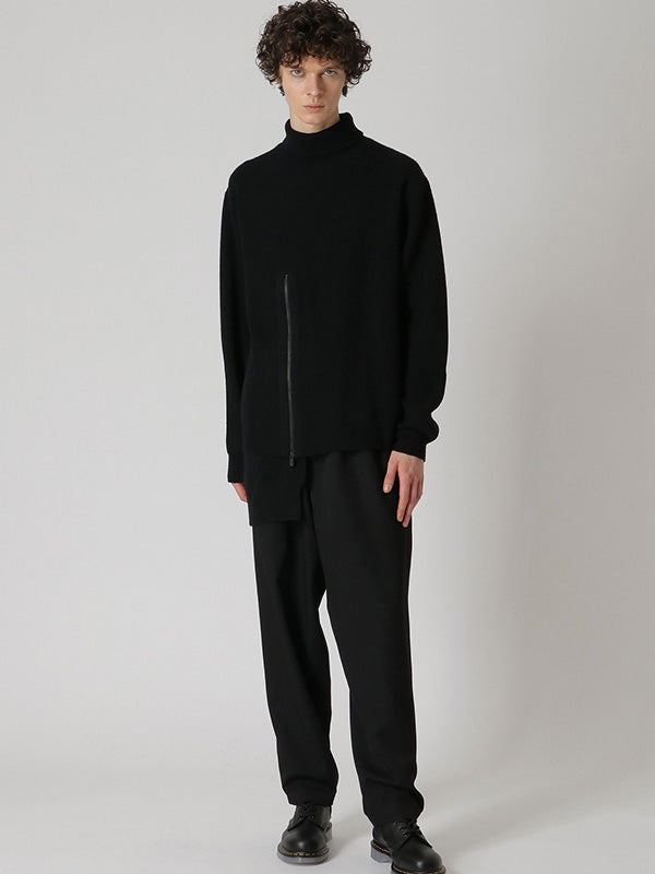 【Yohji Yamamoto POUR HOMME - ヨウジヤマモト プールオム】ZIPPER OPEN PLUCK CLOTH TURTLE NECK KNIT(セーター)