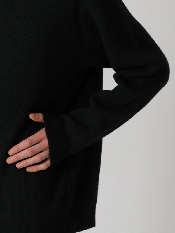 【Yohji Yamamoto POUR HOMME - ヨウジヤマモト プールオム】ZIPPER OPEN PLUCK CLOTH TURTLE NECK KNIT(セーター)