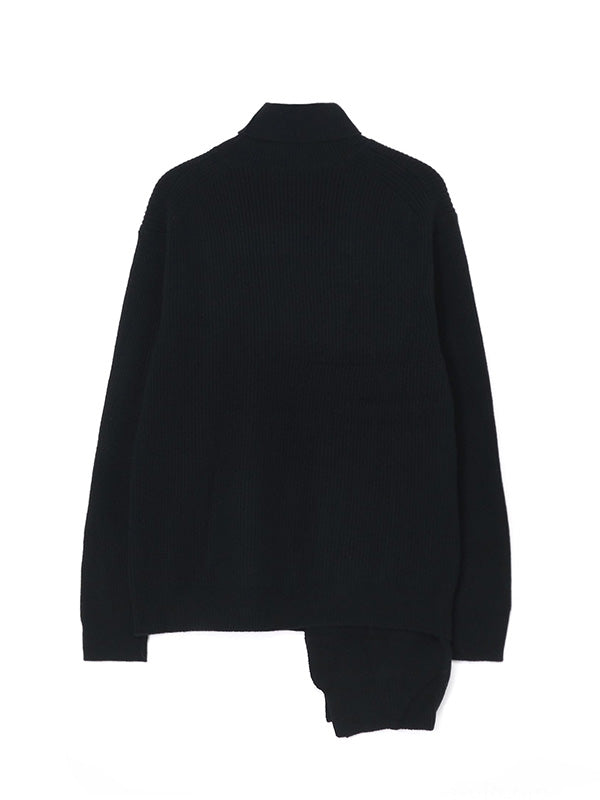 【Yohji Yamamoto POUR HOMME - ヨウジヤマモト プールオム】ZIPPER OPEN PLUCK CLOTH TURTLE NECK KNIT(セーター)