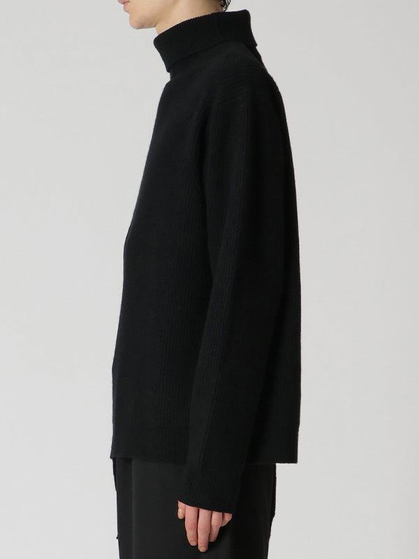 【Yohji Yamamoto POUR HOMME - ヨウジヤマモト プールオム】ZIPPER OPEN PLUCK CLOTH TURTLE NECK KNIT(セーター)
