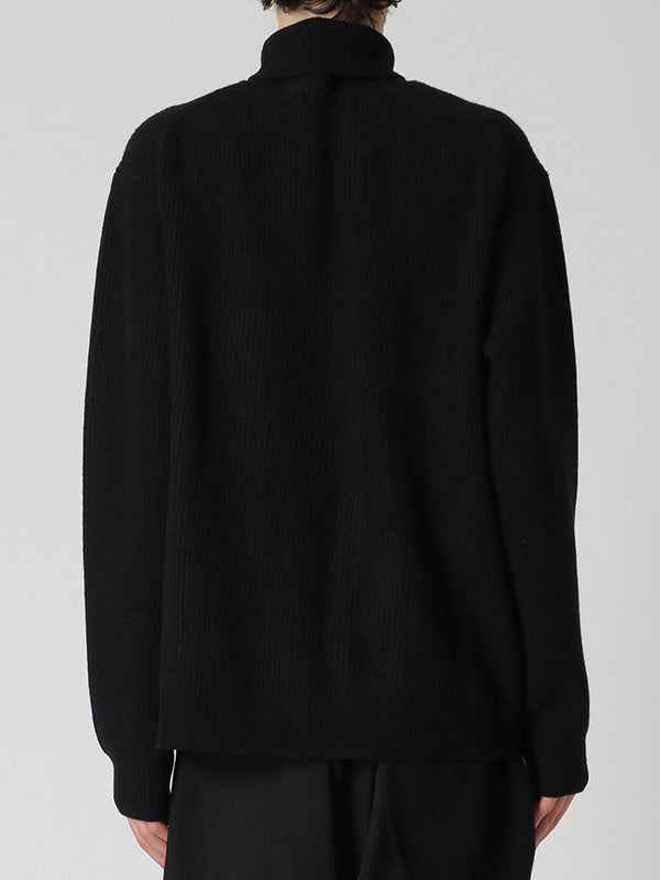 【Yohji Yamamoto POUR HOMME - ヨウジヤマモト プールオム】ZIPPER OPEN PLUCK CLOTH TURTLE NECK KNIT(セーター)