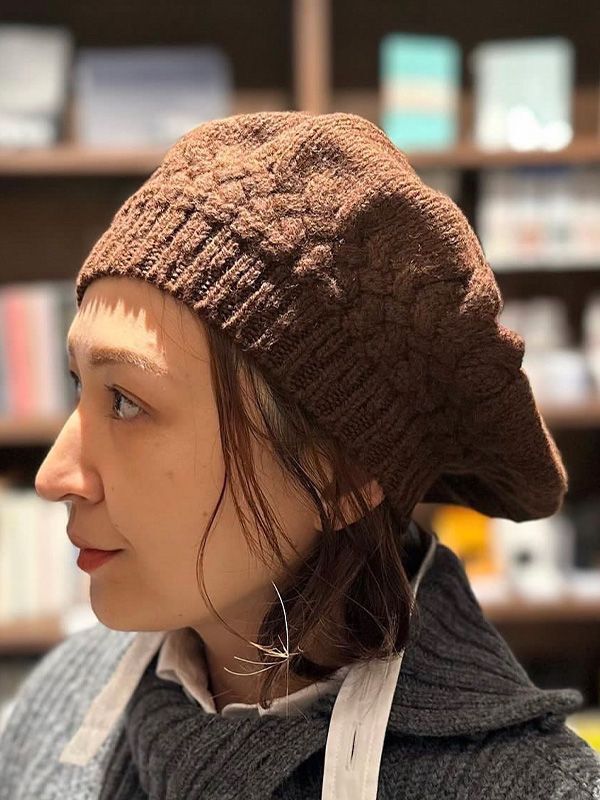 【Y's - ワイズ】KNITTED LAMBSWOOL BERET / BROWN (ベレー/ブラウン)