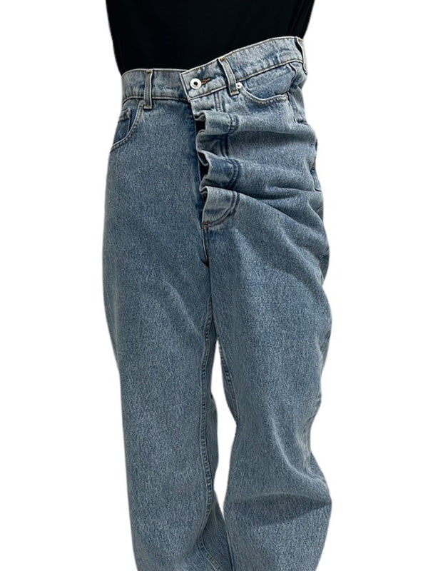 【Y/PROJECT - ワイプロジェクト】ASYMMETRIC WAIST JEANS / BLUE(デニムパンツ/ブルー)