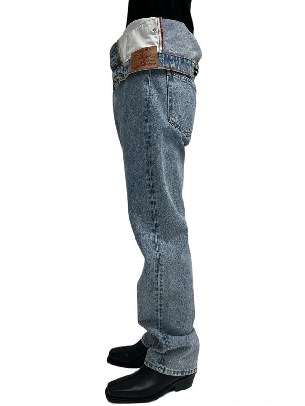 【Y/PROJECT - ワイプロジェクト】ASYMMETRIC WAIST JEANS / BLUE(デニムパンツ/ブルー)