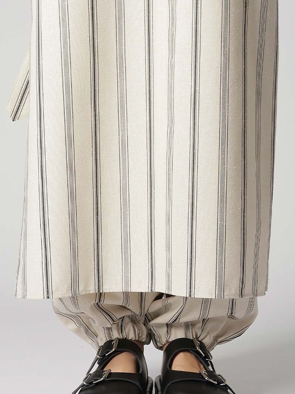 【Y's.... - ワイズビー】HARD TWISTED STRIPE SLIT DRESS / Off White(ワンピース/ストライプ)